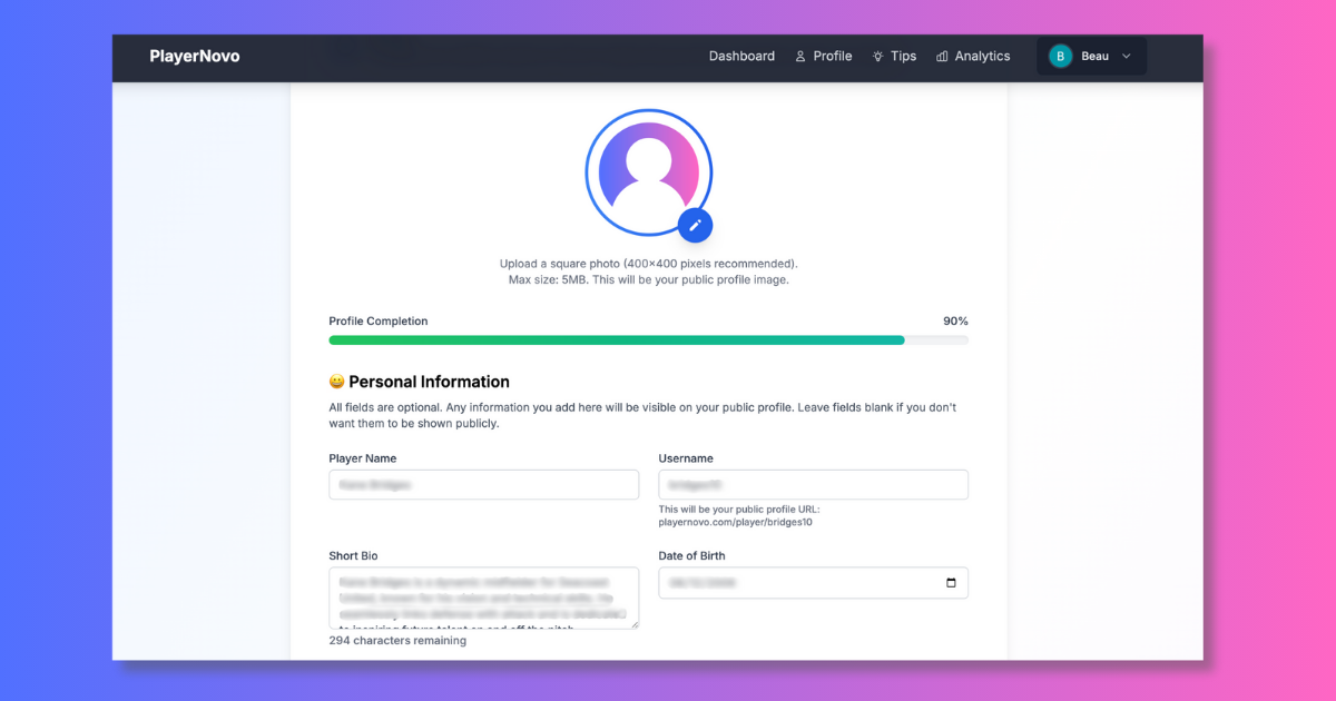 PlayerNovo Profile - Showcase your achievements